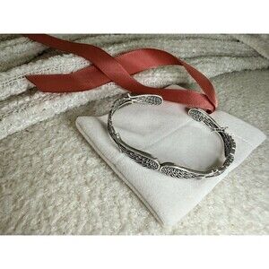 Sterling Silver 925 Angel Wings Cuff Bracelet Adjustable Open Bangle